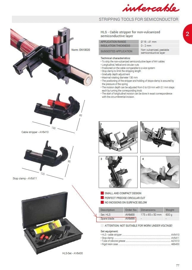 Intercable Blade for HLS - Cable Stripper, P/No: AV6499